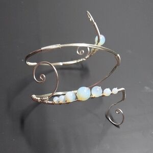 Silver Arm Wrap Bracelet/Cuff With Beads